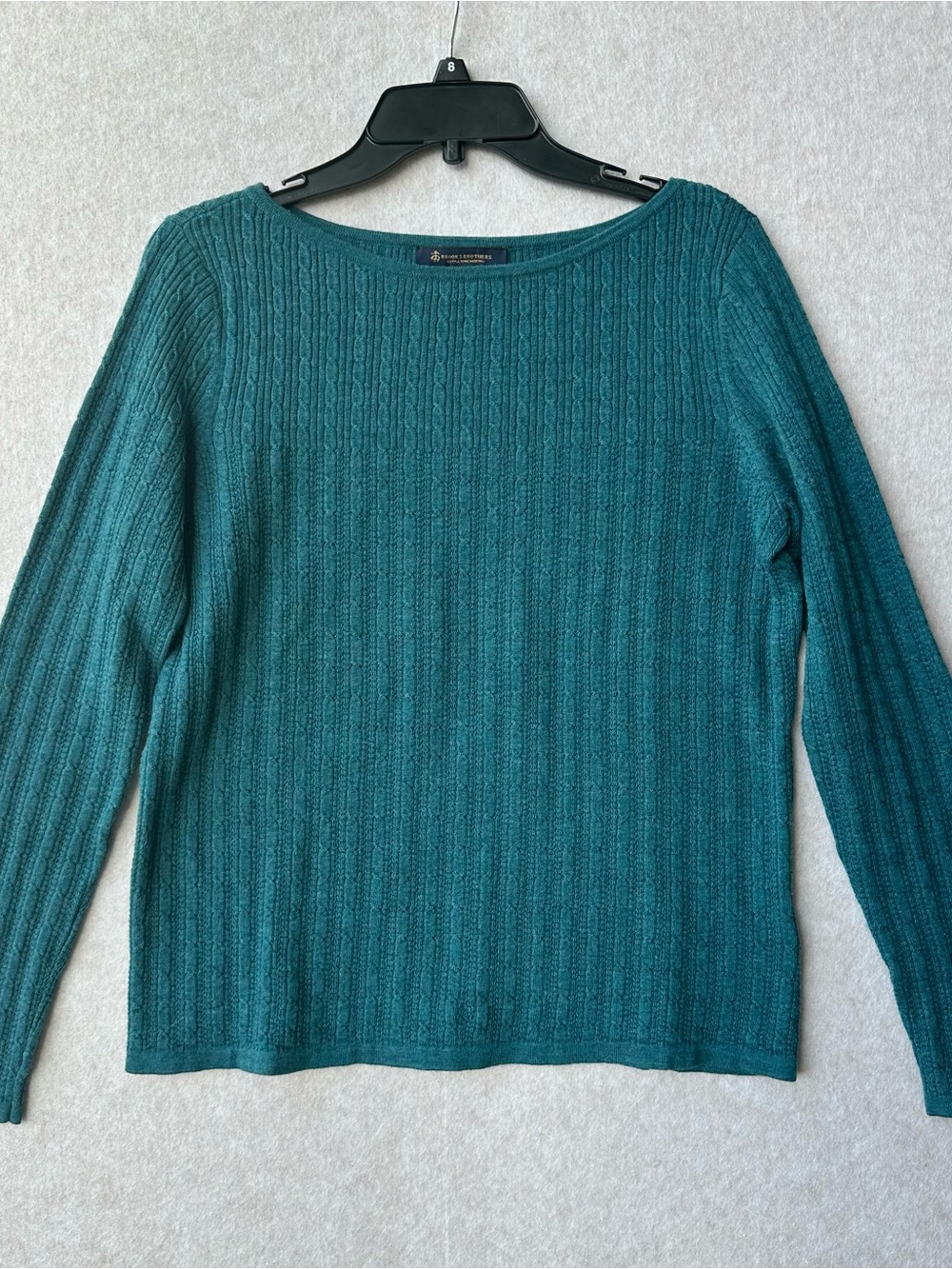 Brooks Brothers Women’s Sweater Size L Teal Ribbed Sweater 100% Fine Merino Wool